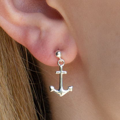 Sterling Silver Anchor Earrings - MYLEE London