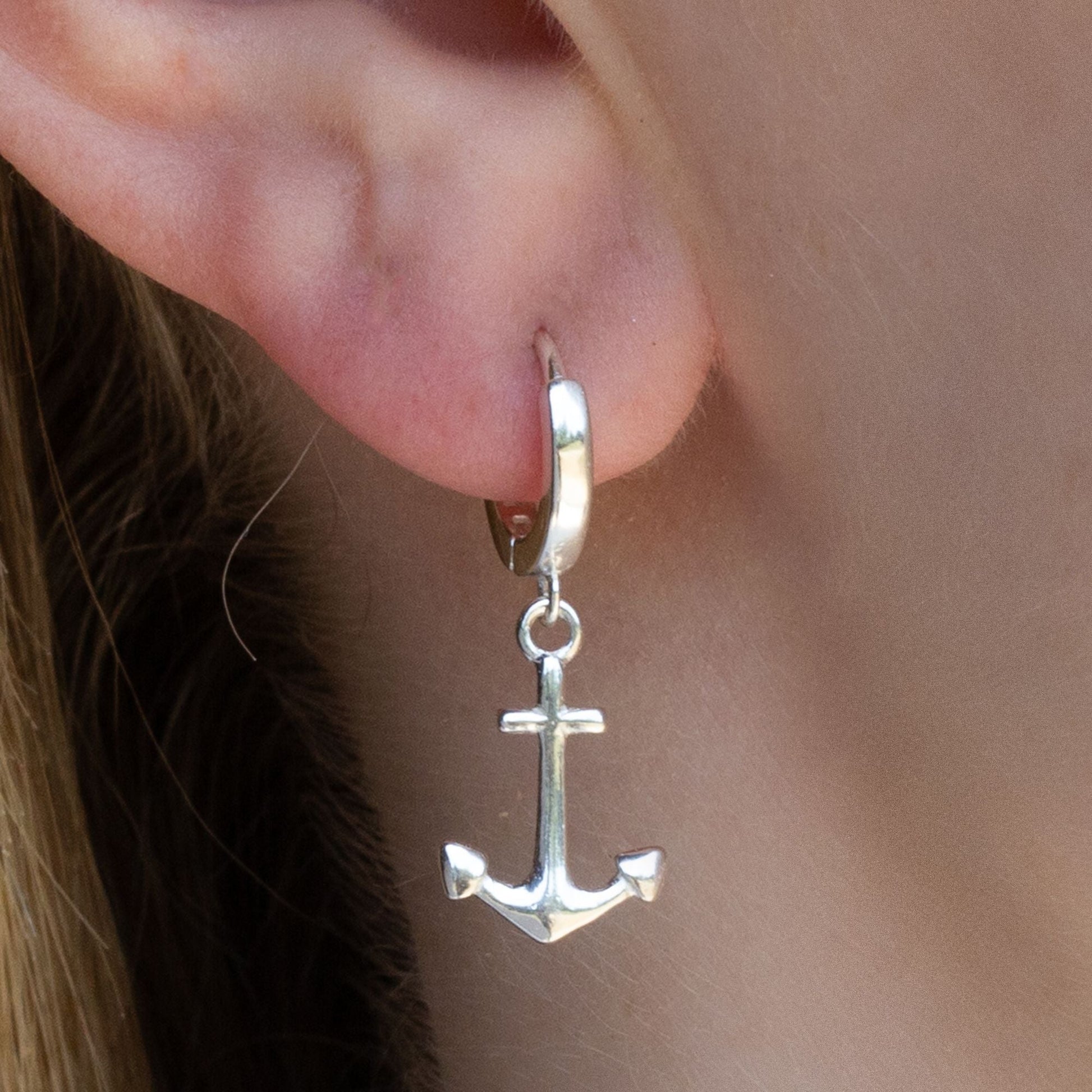 Sterling Silver Anchor Earrings - MYLEE London