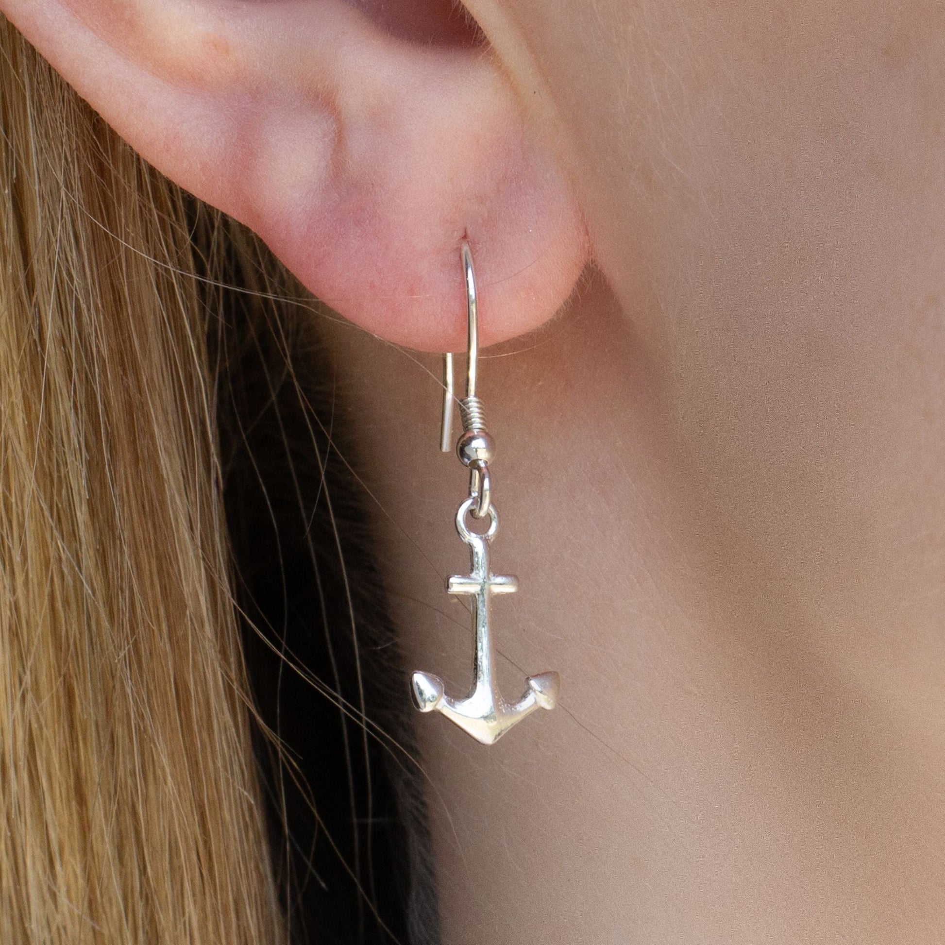 Sterling Silver Anchor Earrings - MYLEE London