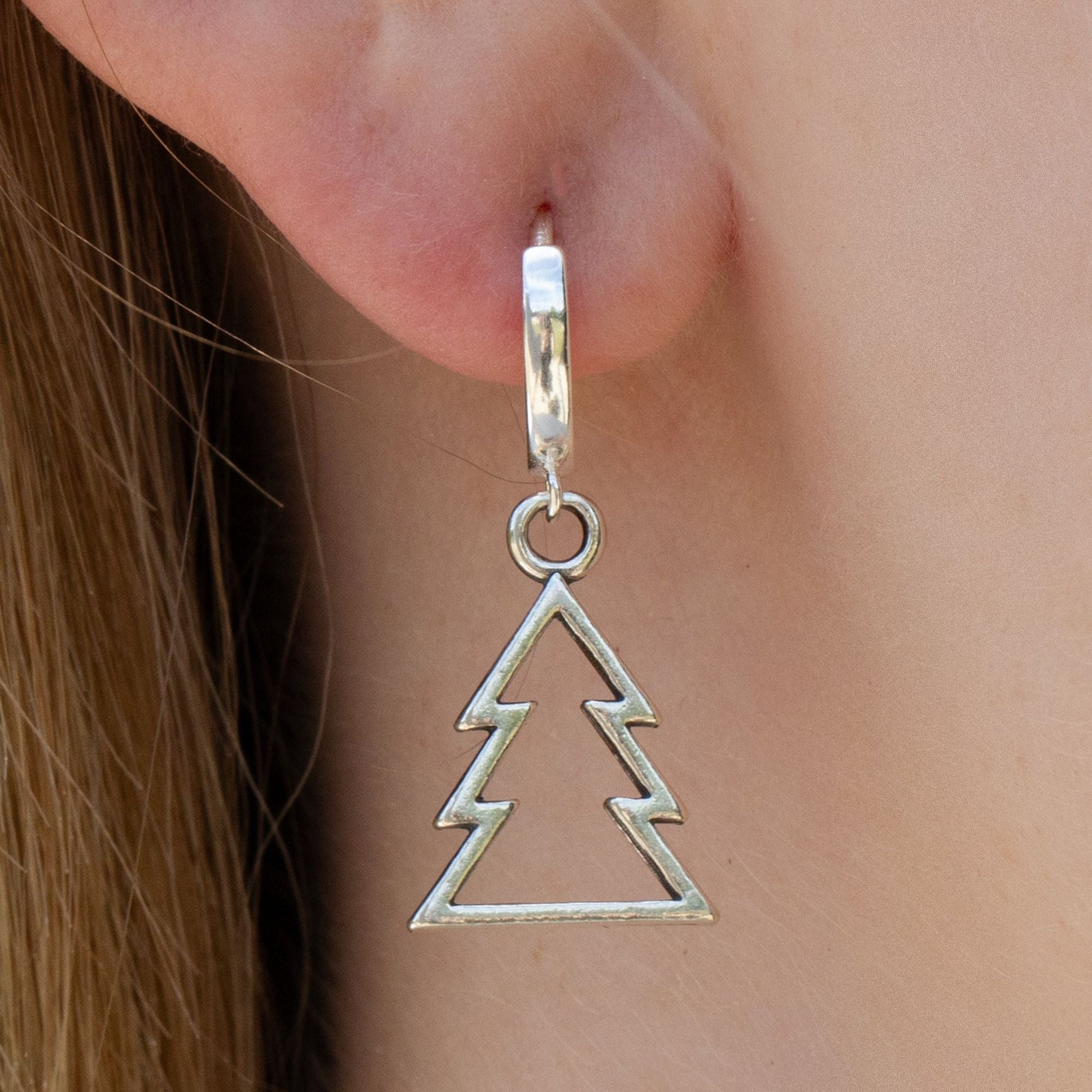 Sterling Silver Christmas Tree Earrings - MYLEE London