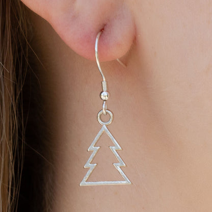 Sterling Silver Christmas Tree Earrings - MYLEE London