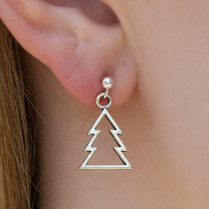 Sterling Silver Christmas Tree Earrings - MYLEE London
