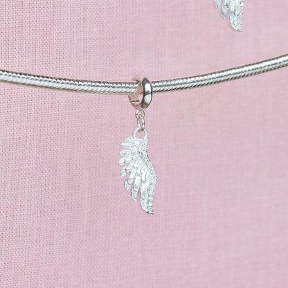 Sterling Silver Crystal Angel Wing Charm - MYLEE London