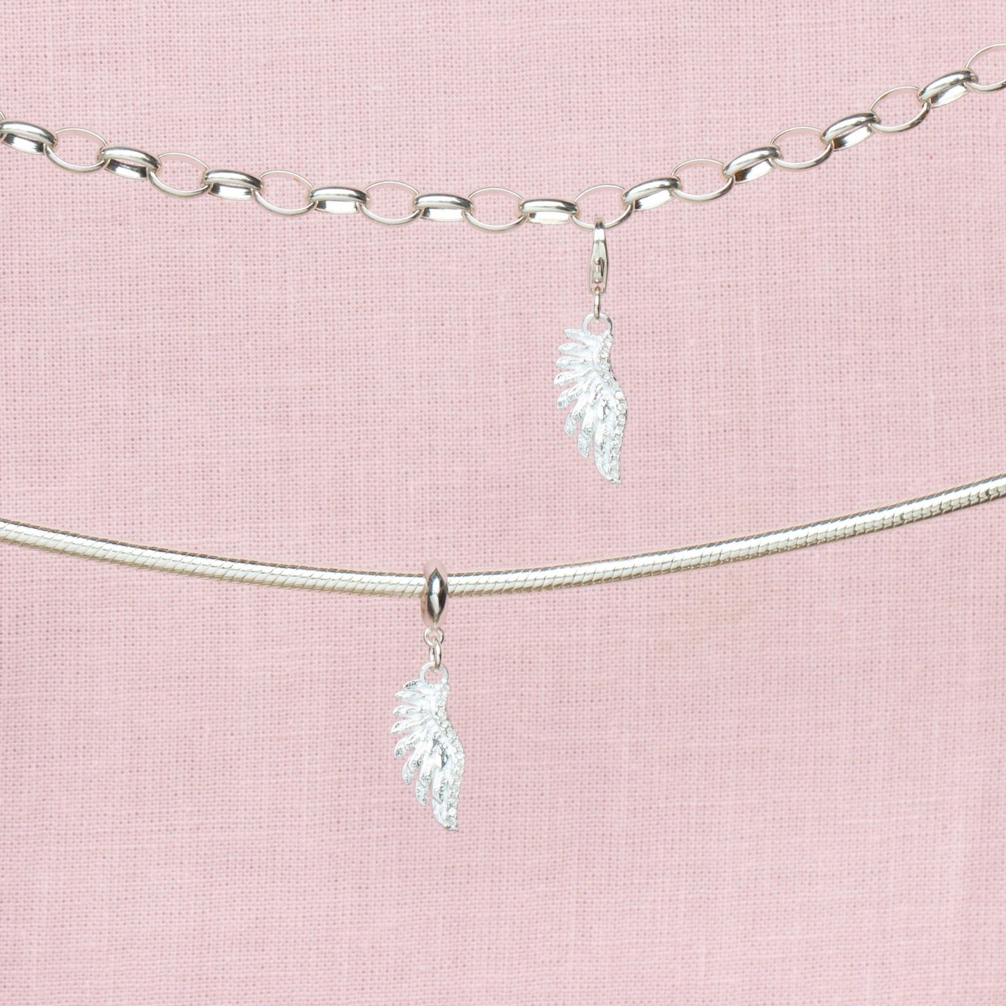 Sterling Silver Crystal Angel Wing Charm - MYLEE London