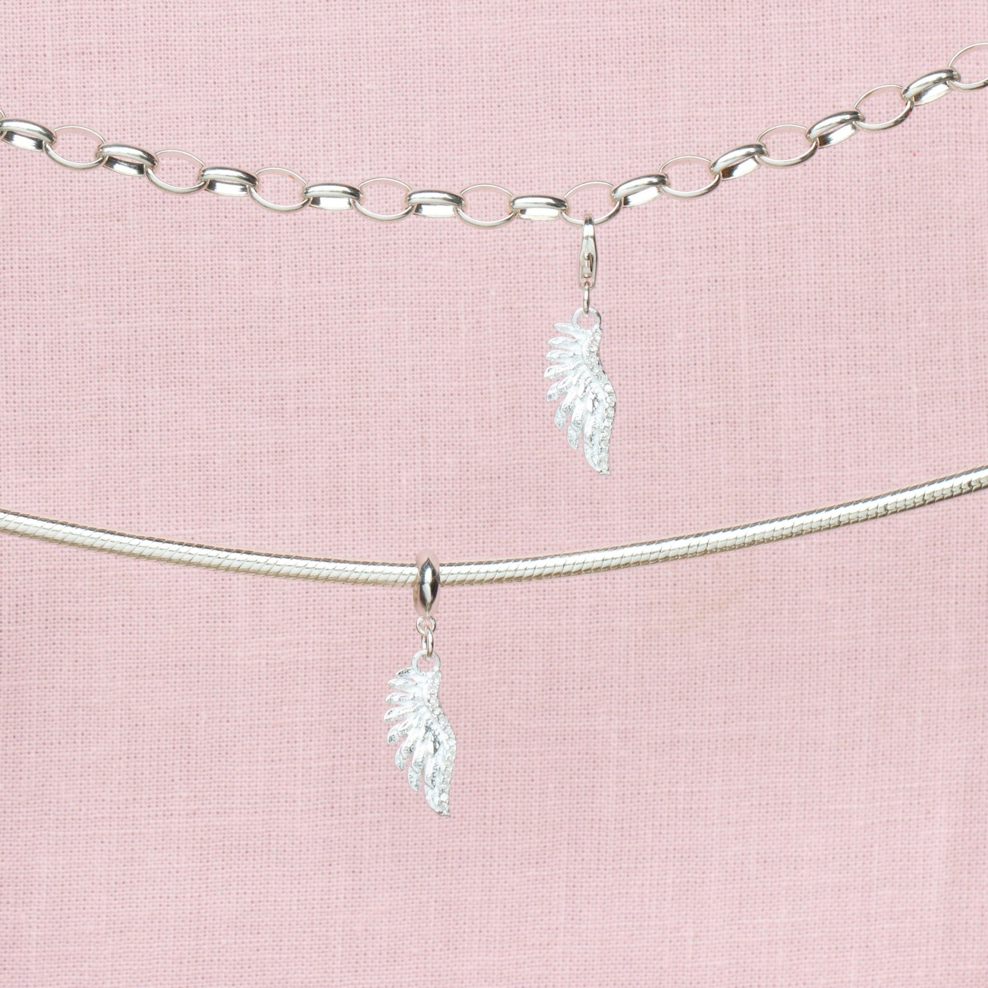 Sterling Silver Crystal Angel Wing Charm - MYLEE London