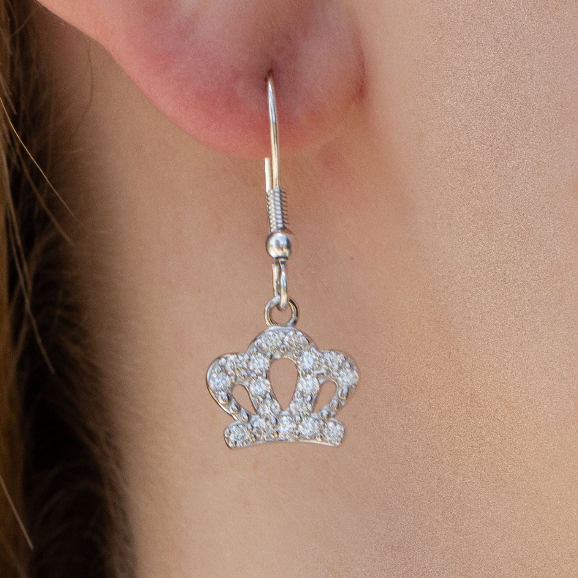 Sterling Silver Crystal Crown Earrings - MYLEE London
