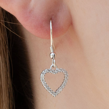 Sterling Silver Crystal Heart Earrings - MYLEE London