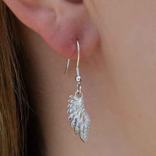 Sterling Silver Crystal Wing Earrings - MYLEE London