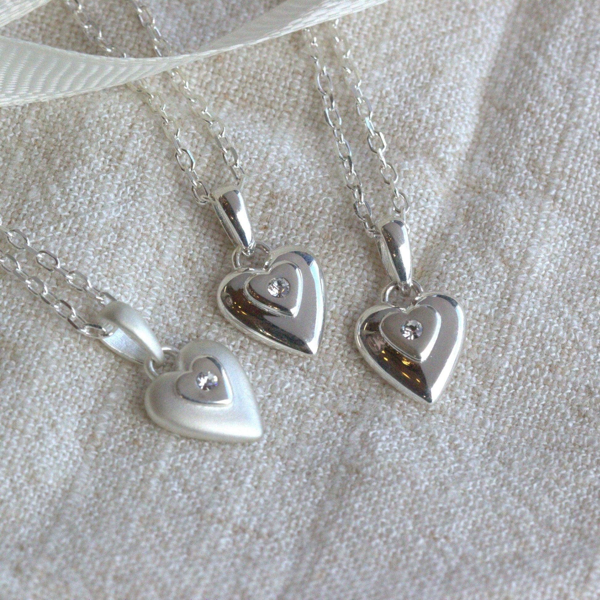 Sterling Silver Embedded Crystal Heart Necklace - MYLEE London