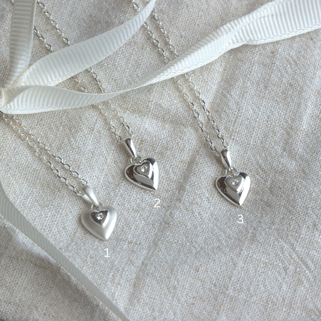 Sterling Silver Embedded Crystal Heart Necklace - MYLEE London