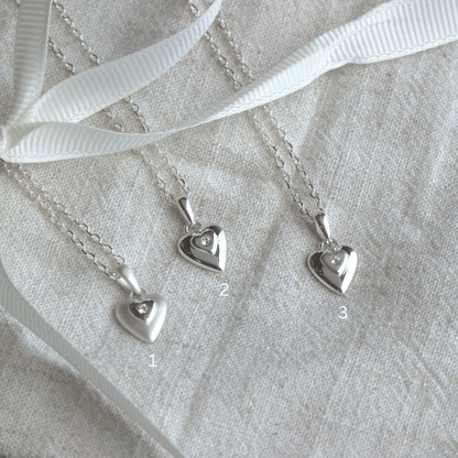 Sterling Silver Embedded Crystal Heart Necklace - MYLEE London