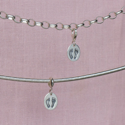 Sterling Silver Footprints Charm - MYLEE London