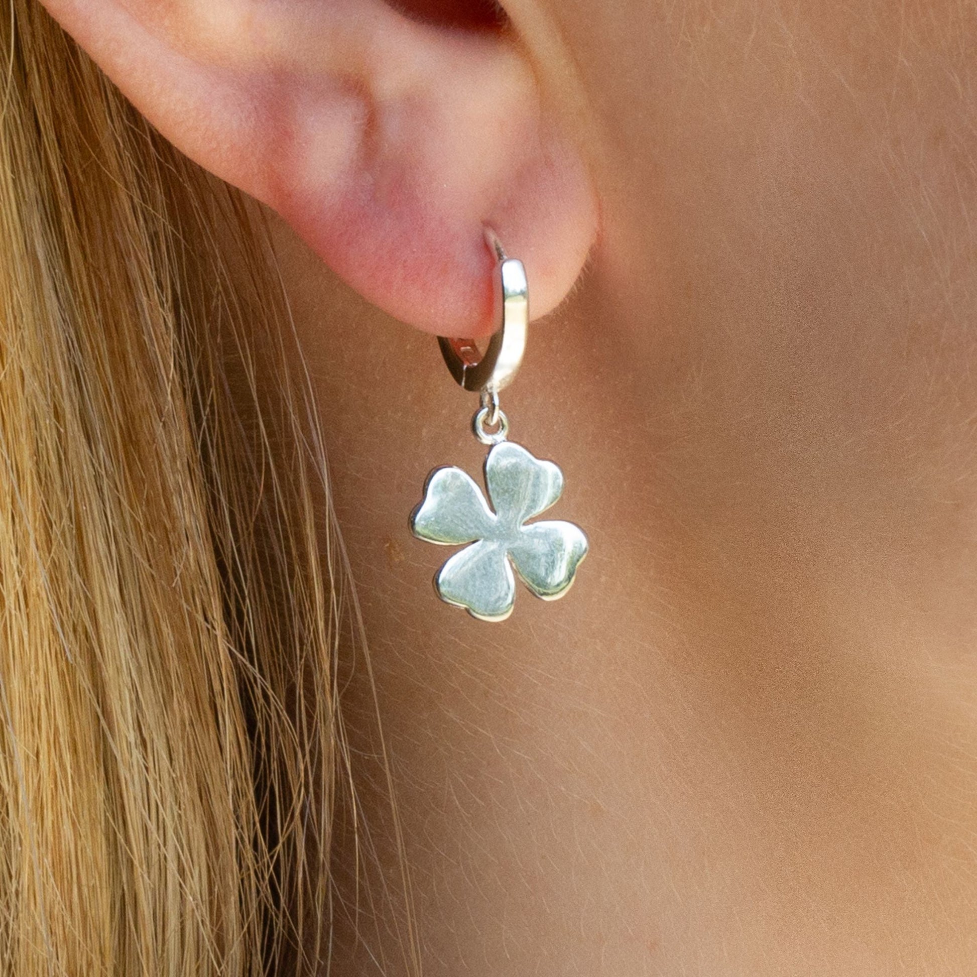 Sterling Silver Four Leaf Clover Earrings - MYLEE London