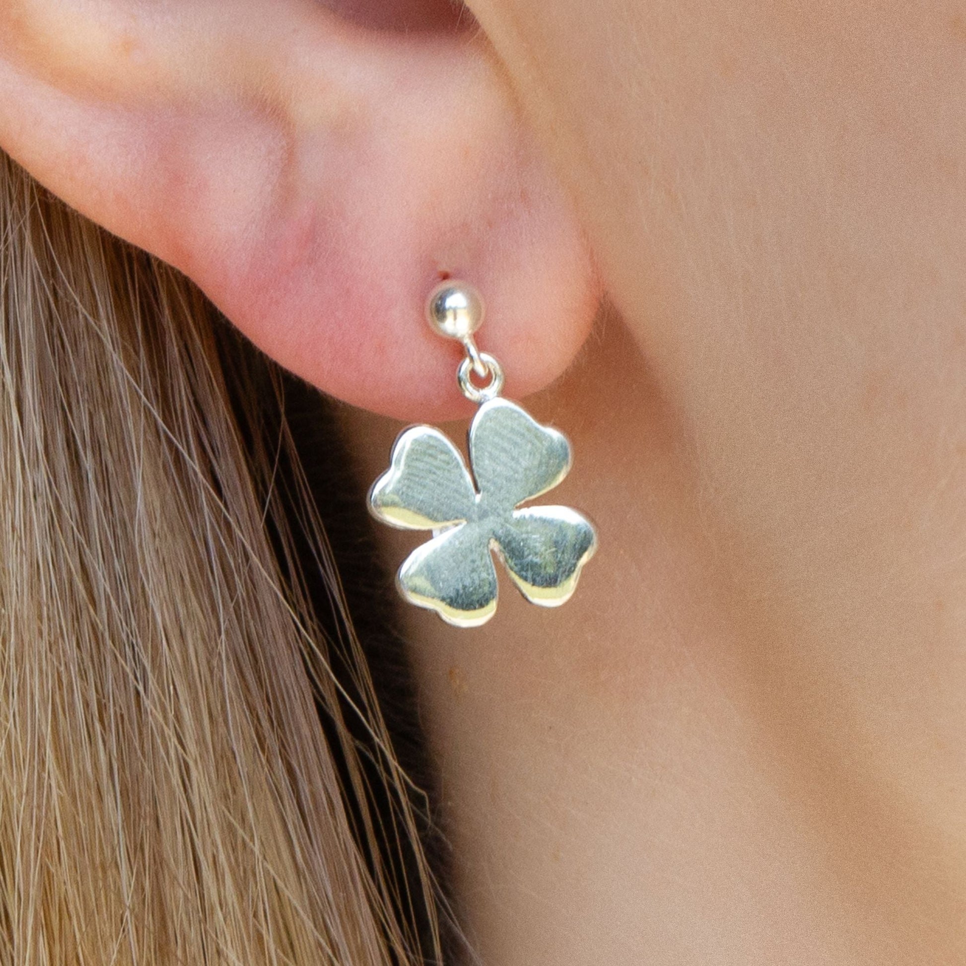 Sterling Silver Four Leaf Clover Earrings - MYLEE London