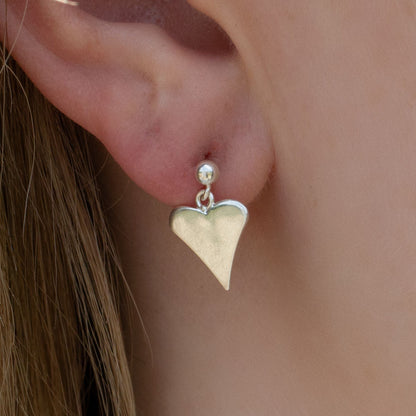 Sterling Silver Funky Heart Earrings - MYLEE London