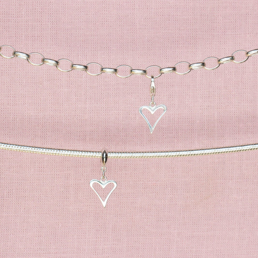 Sterling Silver Open Heart Charm - MYLEE London