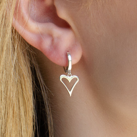 Sterling Silver Open Heart Earrings - MYLEE London