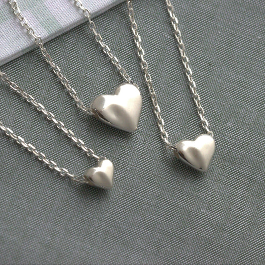 Sterling Silver Sculpted Heart Necklace - MYLEE London