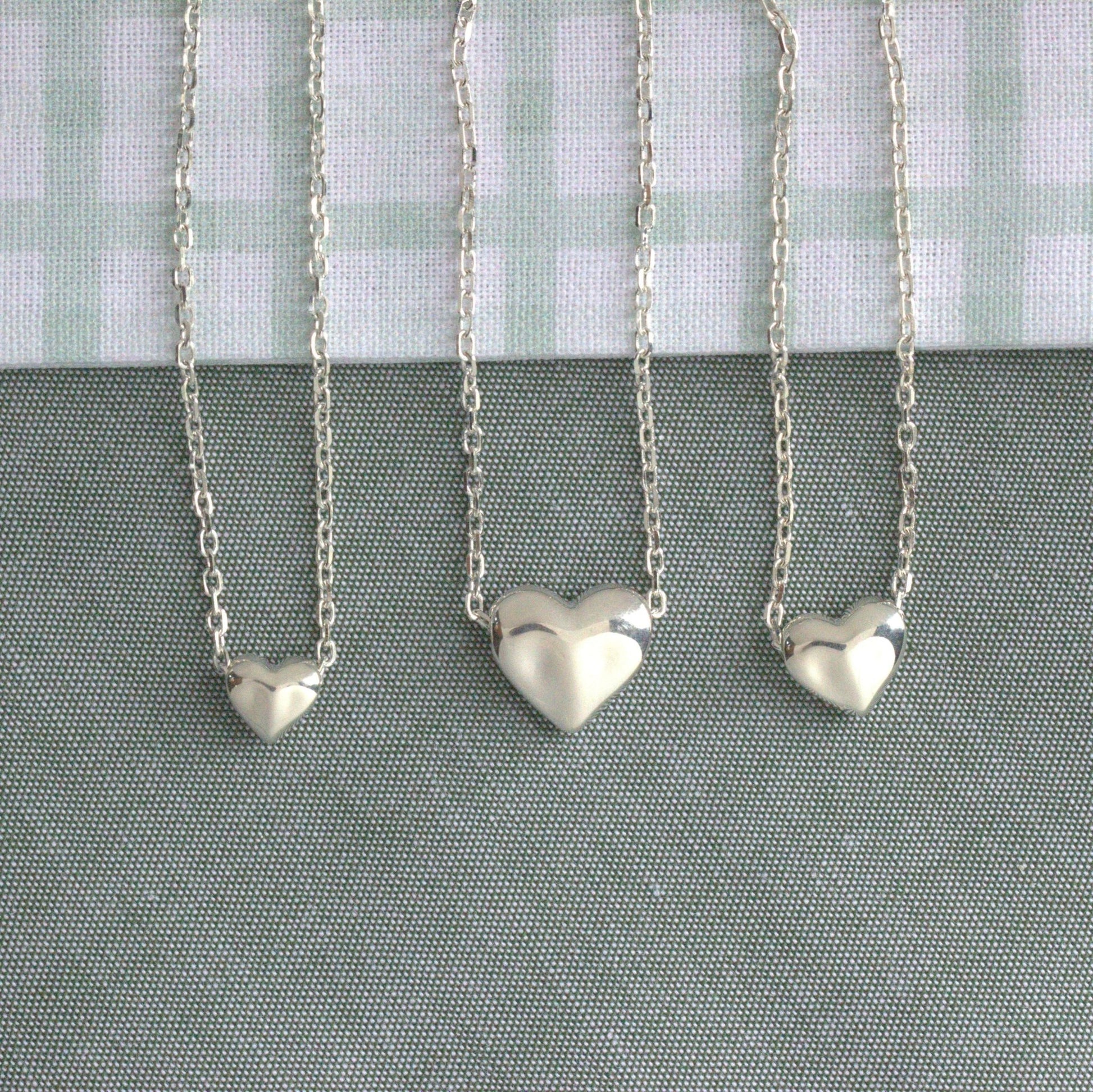 Sterling Silver Sculpted Heart Necklace - MYLEE London