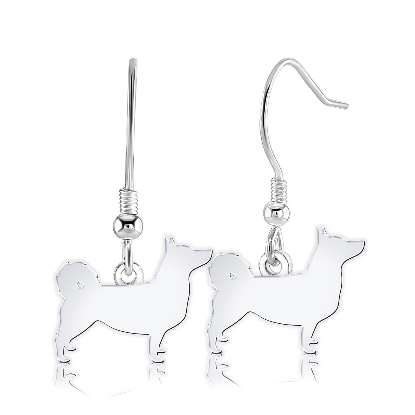 Swedish Vallhund Silhouette Silver Earrings - MYLEE London