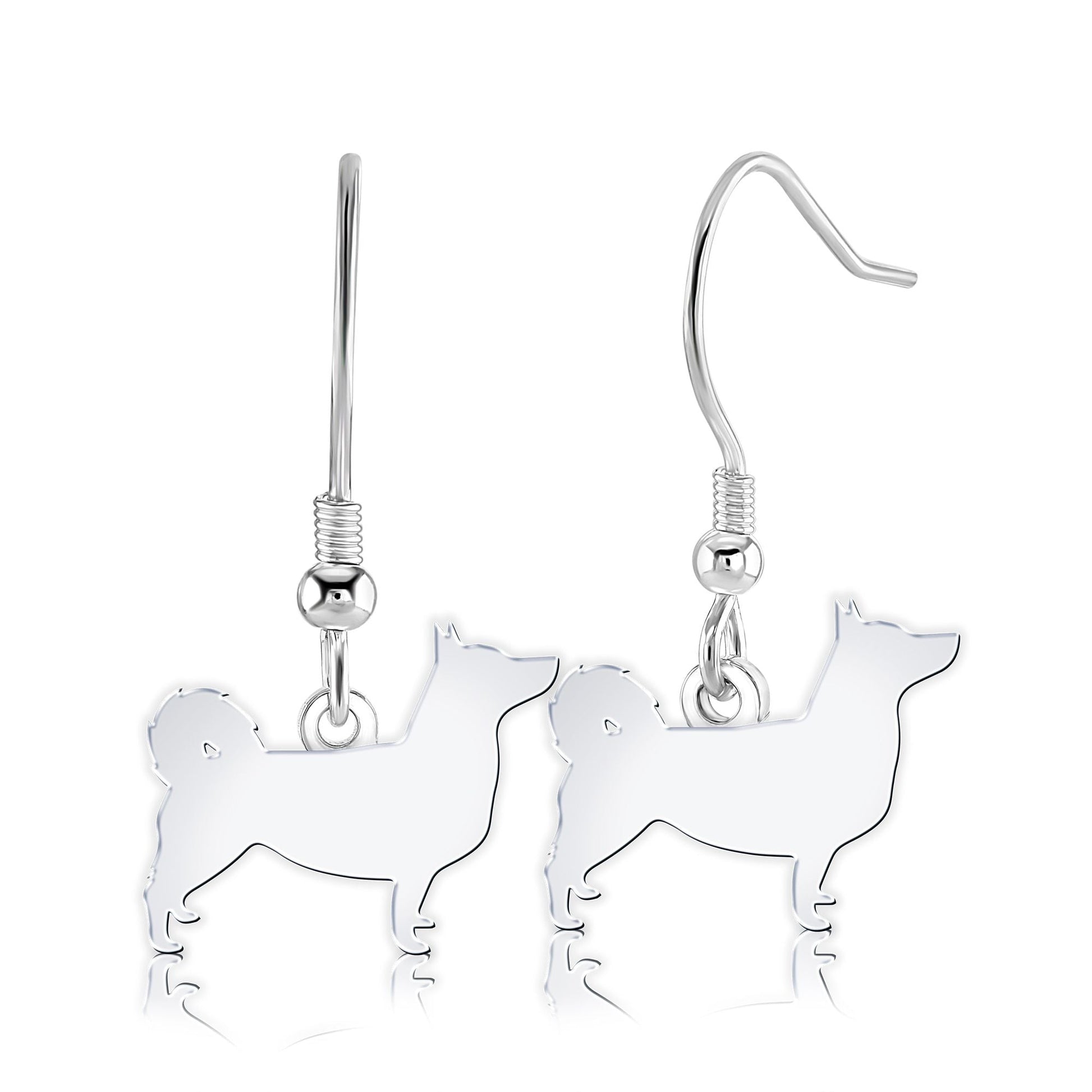 Swedish Vallhund Silhouette Silver Earrings - MYLEE London