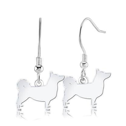 Swedish Vallhund Silhouette Silver Earrings - MYLEE London