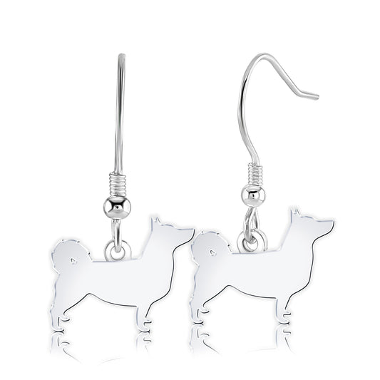 Swedish Vallhund Silhouette Silver Earrings - MYLEE London