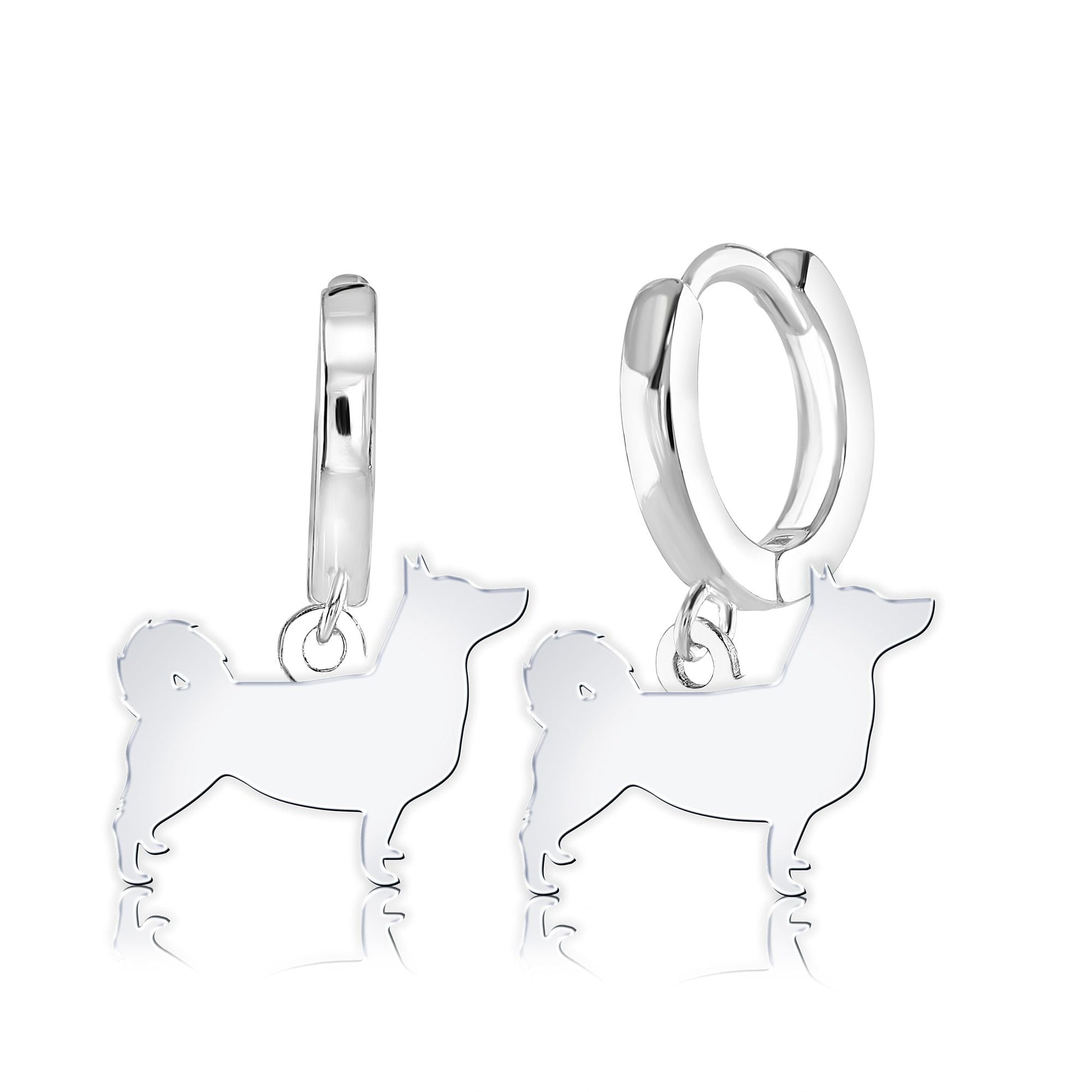 Swedish Vallhund Silhouette Silver Earrings - MYLEE London