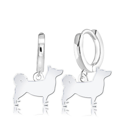 Swedish Vallhund Silhouette Silver Earrings - MYLEE London