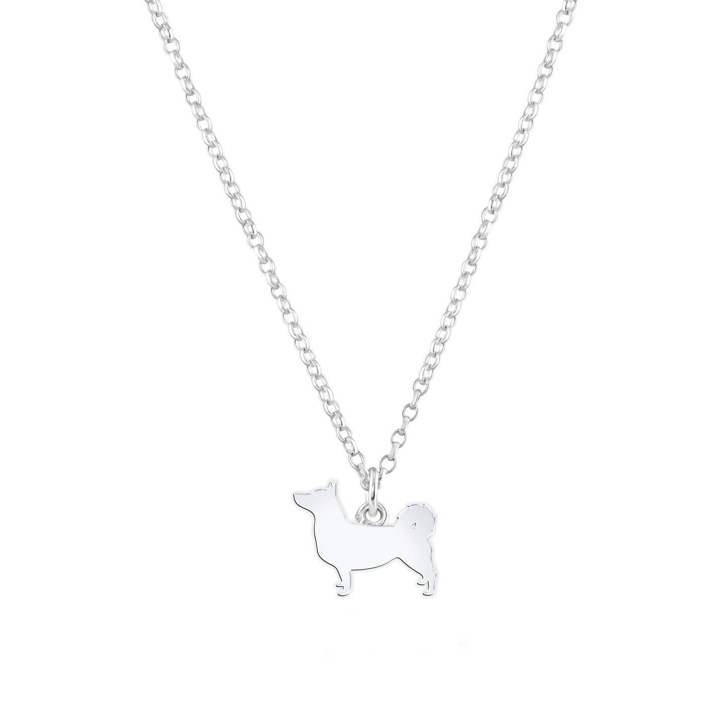 Swedish Vallhund Silhouette Silver Necklace - Personalised - MYLEE London