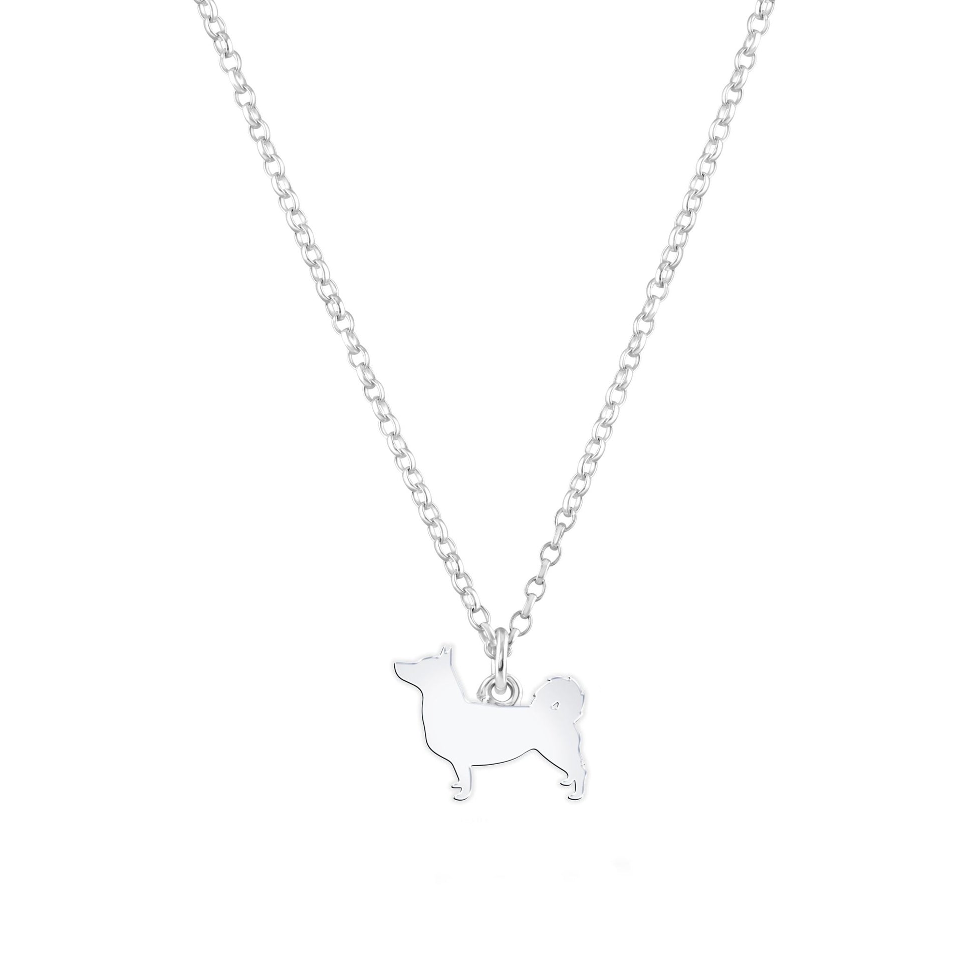 Swedish Vallhund Silhouette Silver Necklace - Personalised - MYLEE London