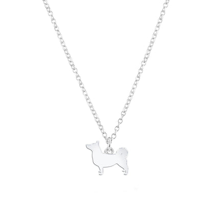 Swedish Vallhund Silhouette Silver Necklace - Personalised - MYLEE London