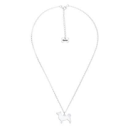 Swedish Vallhund Silhouette Silver Necklace - Personalised - MYLEE London