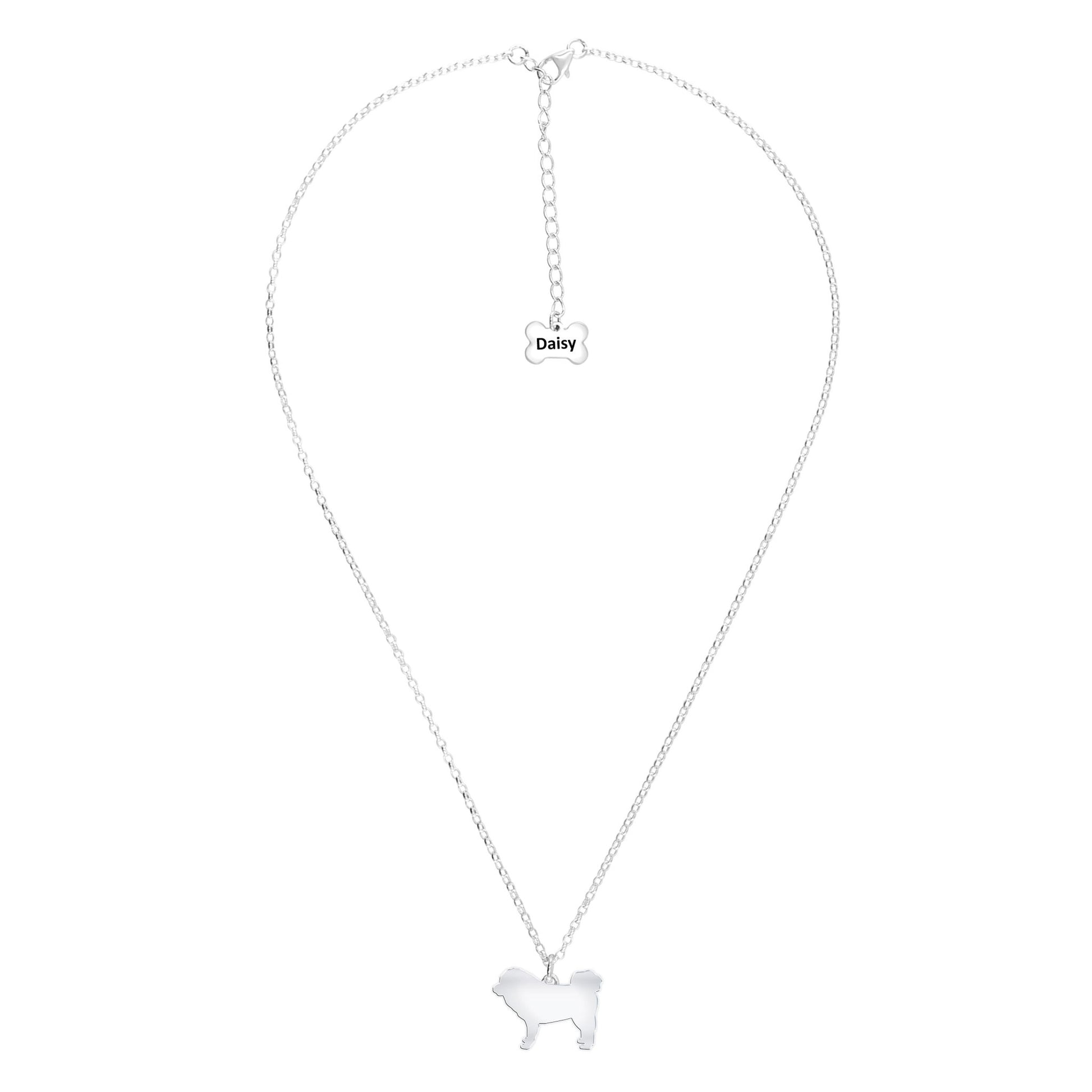 Tibetan Mastiff Silhouette Silver Necklace - Personalised - MYLEE London