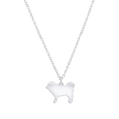 Tibetan Mastiff Silhouette Silver Necklace - Personalised - MYLEE London