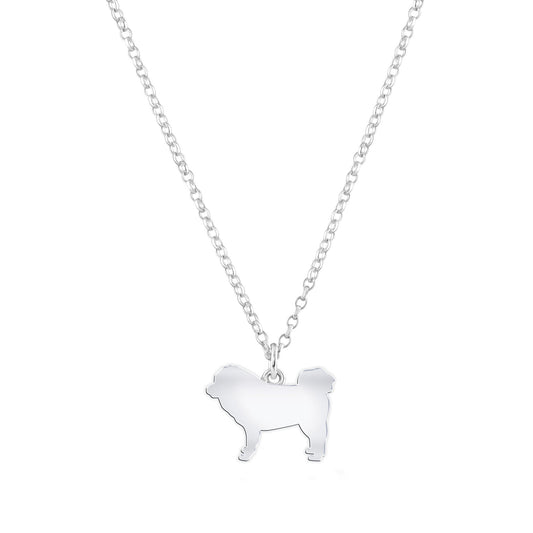 Tibetan Mastiff Silhouette Silver Necklace - Personalised - MYLEE London