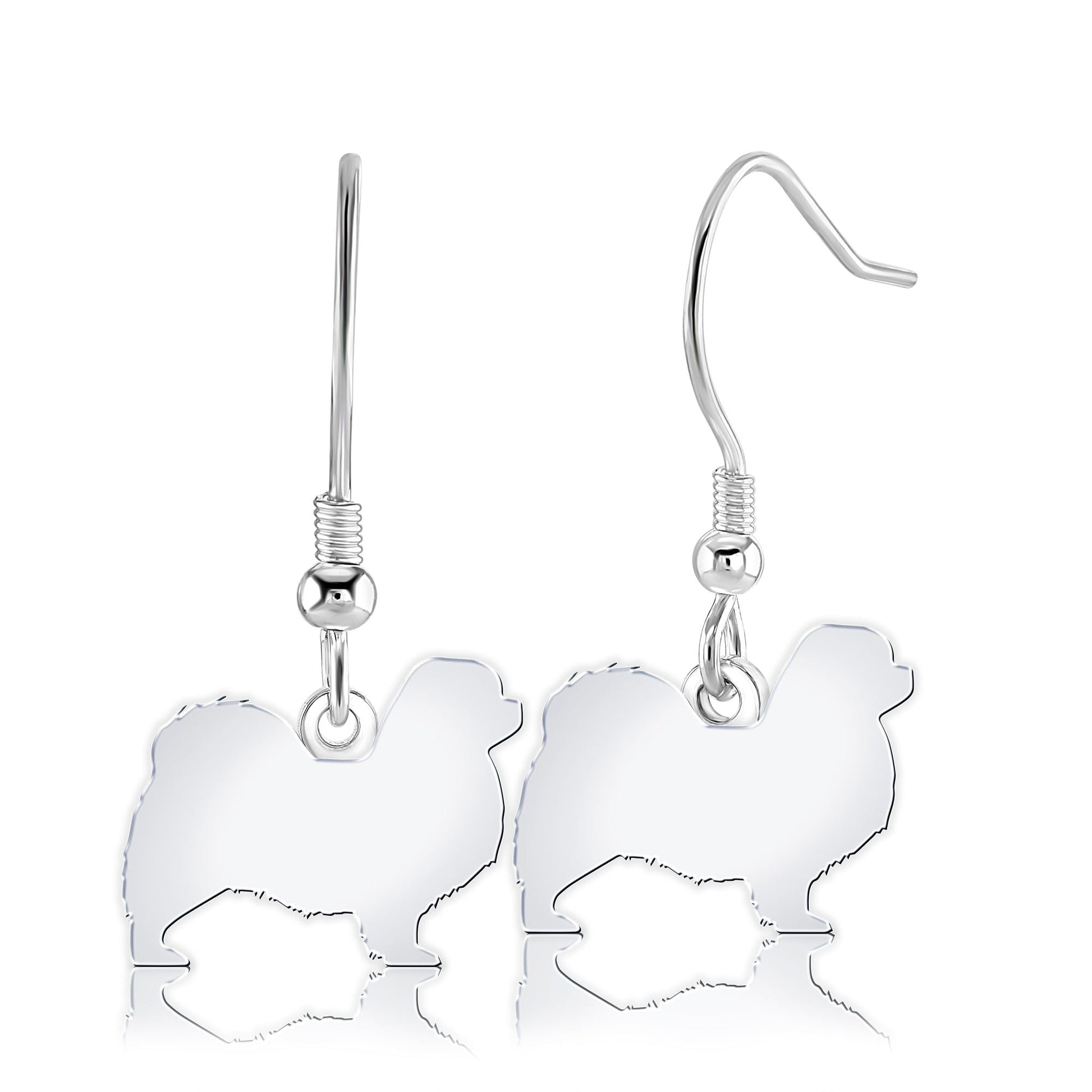 Tibetan Spaniel Silhouette Silver Earrings - MYLEE London