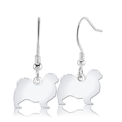 Tibetan Spaniel Silhouette Silver Earrings - MYLEE London