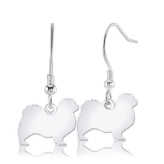 Tibetan Spaniel Silhouette Silver Earrings - MYLEE London