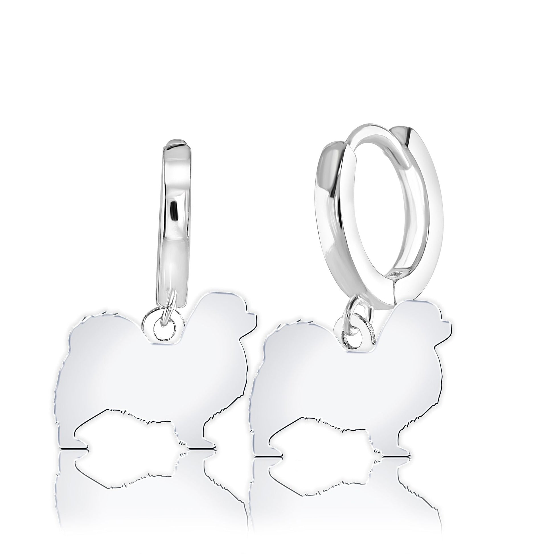 Tibetan Spaniel Silhouette Silver Earrings - MYLEE London
