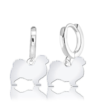 Tibetan Spaniel Silhouette Silver Earrings - MYLEE London
