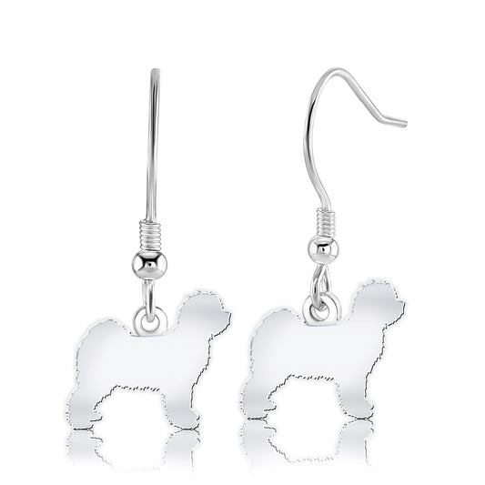 Tibetan Terrier Silhouette Silver Earrings - MYLEE London