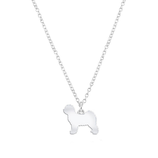Tibetan Terrier Silhouette Silver Necklace - Personalised - MYLEE London