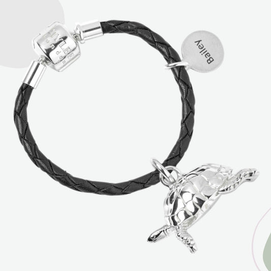 Tortoise Silver Keyring - Personalised - MYLEE London