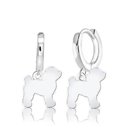 Toy Poodle Silhouette Silver Earrings - MYLEE London