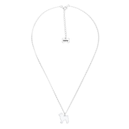 Toy Poodle Silhouette Silver Necklace - Personalised - MYLEE London