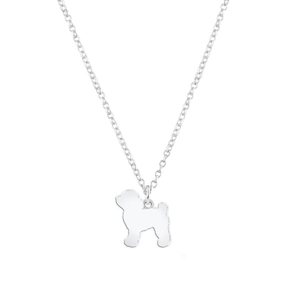 Toy Poodle Silhouette Silver Necklace - Personalised - MYLEE London