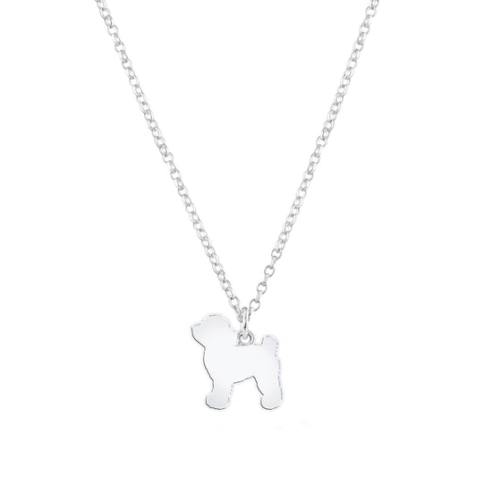 Toy Poodle Silhouette Silver Necklace - Personalised - MYLEE London