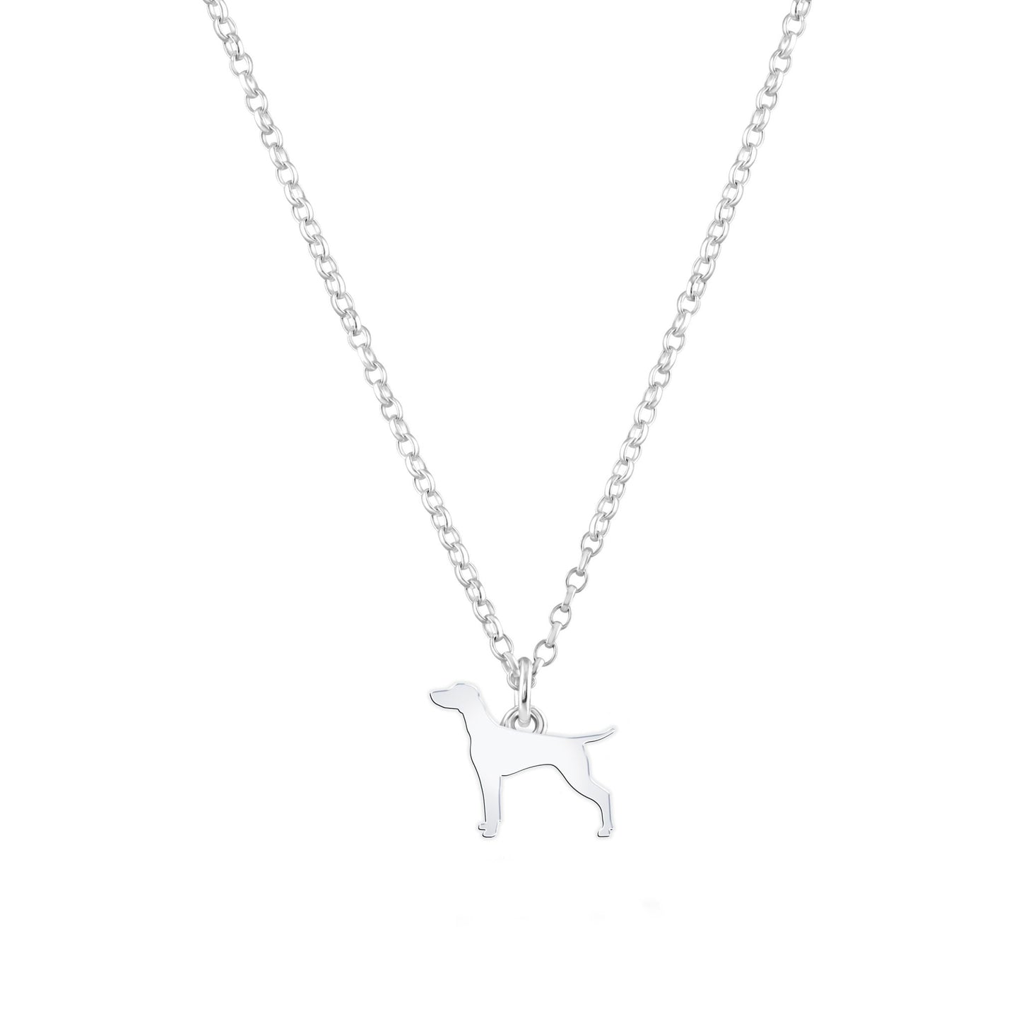 Vizsla Silhouette Silver Necklace - Personalised - MYLEE London