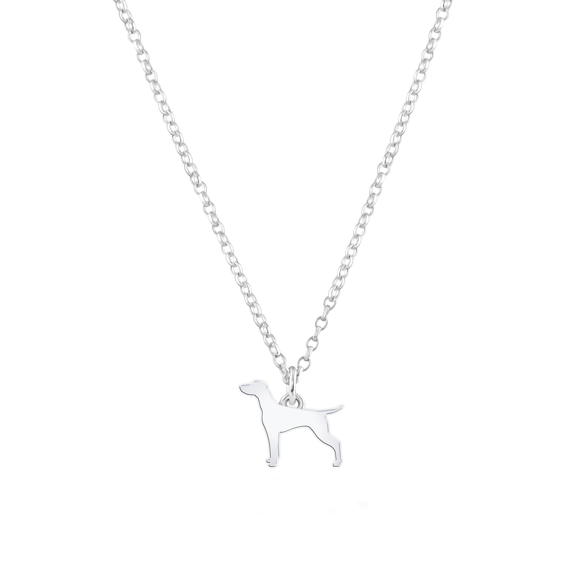 Vizsla Silhouette Silver Necklace - Personalised - MYLEE London